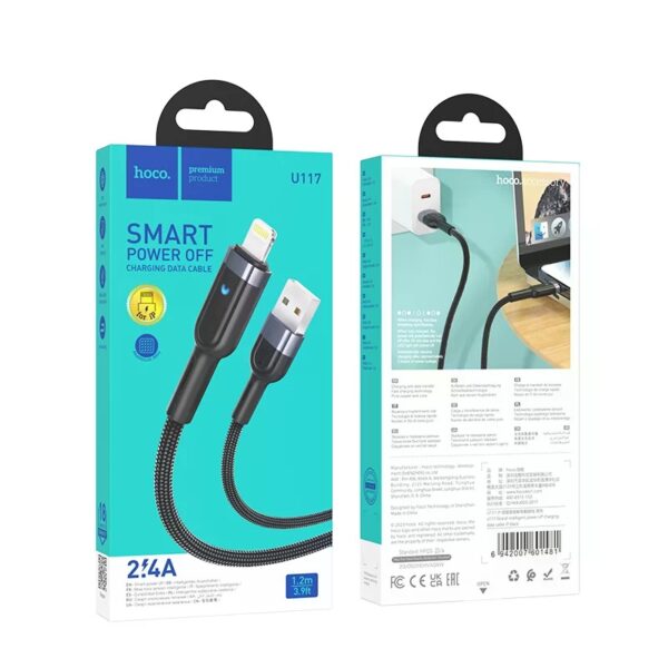 Hoco U117 Grand intelligent power-off charging data cable iP black