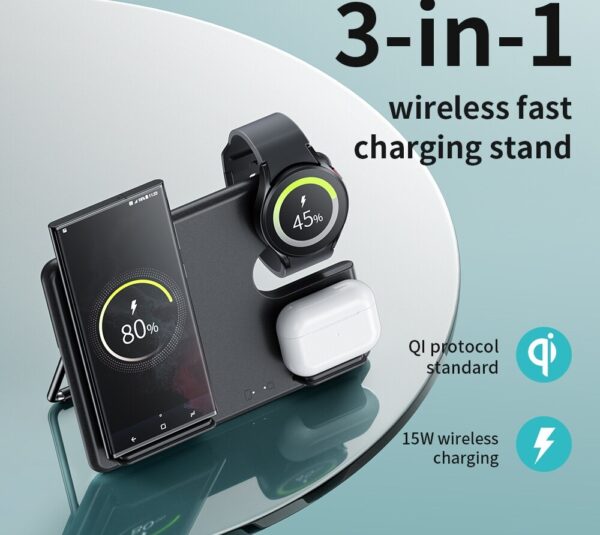 Hoco CQ2 Flash folding 3-in-1 wireless fast charger(SAM Watch) black