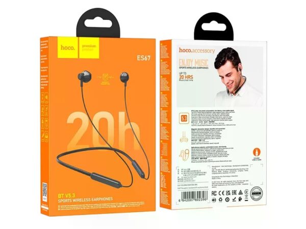 6942007602396-5 Hoco ES67 Perception neckband BT earphones black