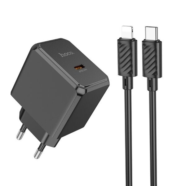 Hoco CS14A Ocean PD20W+QC3.0 charger set(C to iP)(EU) black