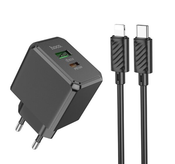 Hoco CS14A Ocean PD20W+QC3.0 charger set(C to iP)(EU) black