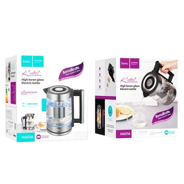 Hoco HA01A Kitchen high boron glass electric kettle(EU) stainless steel
