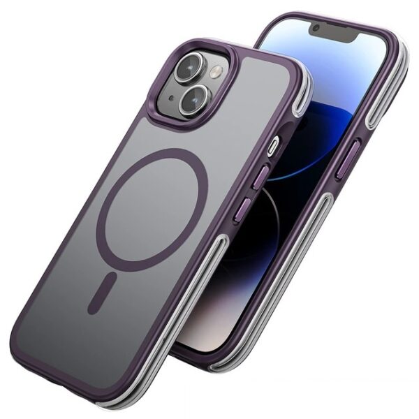 Hoco AS5 19ft anti-fall flexible airbag magnetic case for iP15 Pro Max purple