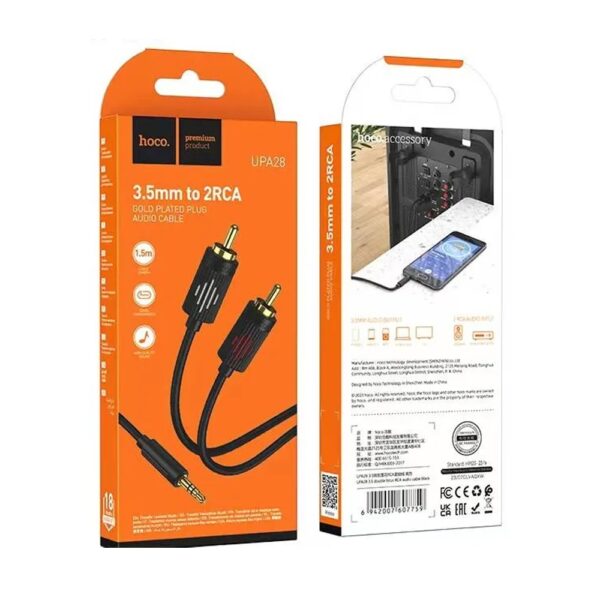 6942007607759-4 Hoco UPA28 3.5 double lotus RCA audio cable black