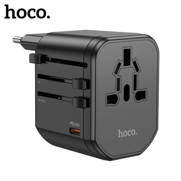 Hoco AC15 Walker three-port PD20W(1C2A) universal conversion charger black