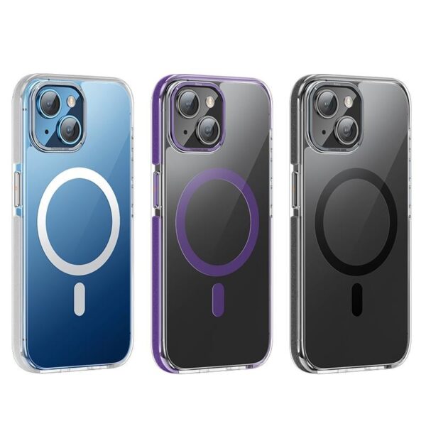 Hoco Transparent anti-fall magnetic protective case iP15 Pro(AS6) transparent black