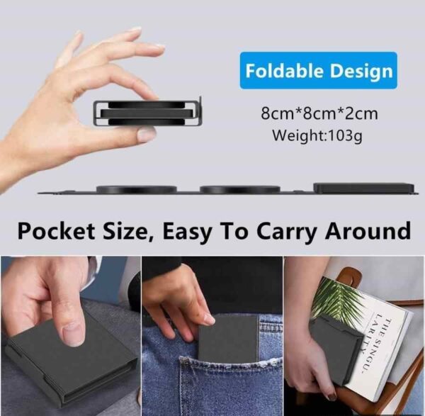 Hoco CQ4 Unique 3-in-1 folding magnetic wireless fast charger black