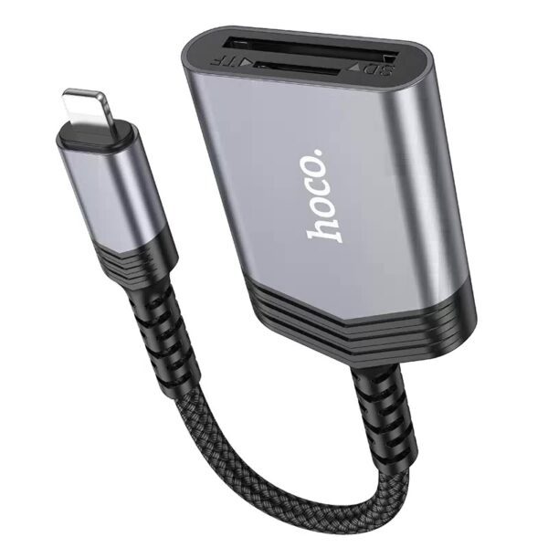 Hoco UA25 2-in-1 card reader iP metal gray