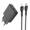 Hoco N38 Delgado dual port PD20W+QC3.0 charger(EU) black
