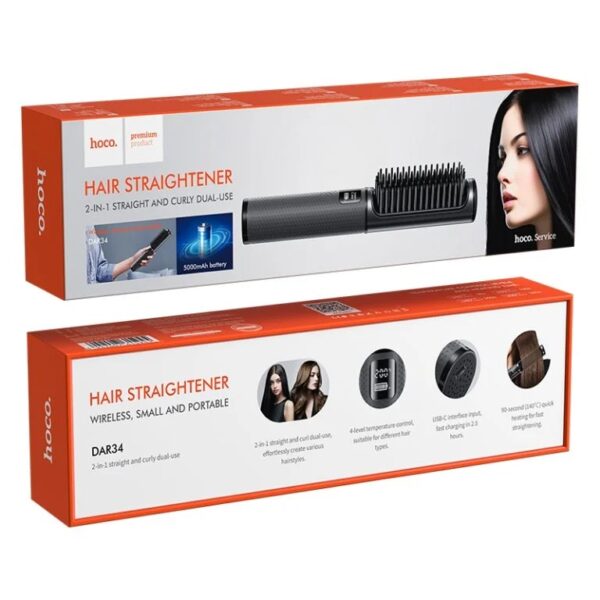 Hoco DAR34 Lucky portable straight-curling dual-purpose hair styler(EU) gray