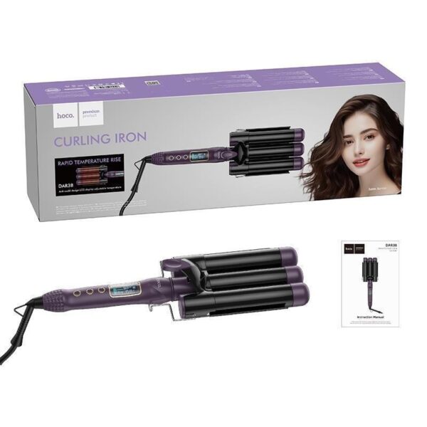 6942007615983-2 Hoco DAR38 Apricot big wave curling hair styler(EU) purple