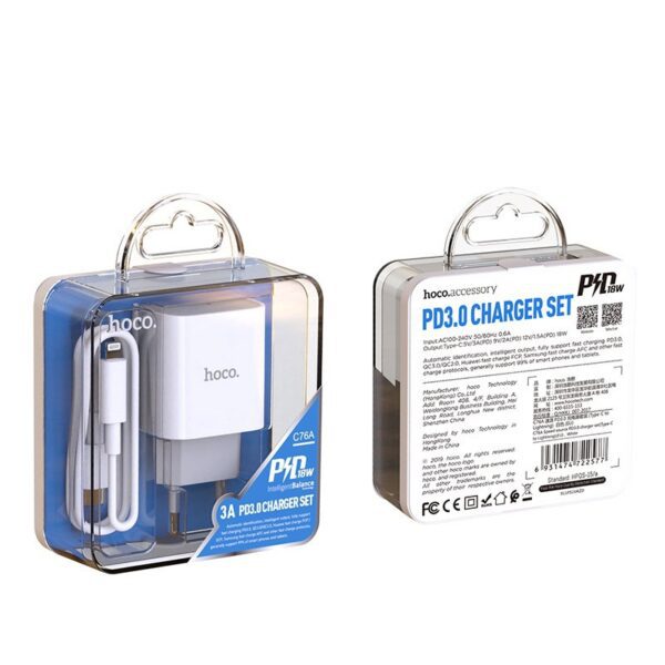Hoco C76A Pro Majestic single port PD30W charger set(Type-C to Type-C)(EU) white