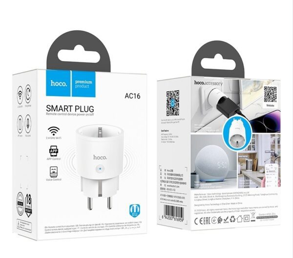 6942007616959-5 Hoco AC16 Veloz smart socket(EU/GER) white