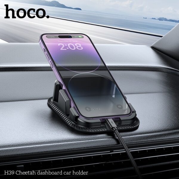 6942007617215-3 Hoco H39 Cheetah dashboard car holder black