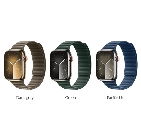 6942007619202-2 Hoco AS100 Woven fabric magnetic watchband for iWatch(38/40/41mm) green
