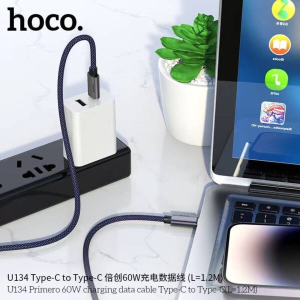 Hoco U134 Primero 240W charging data cable Type-C to Type-C(L=1.8M) dark blue