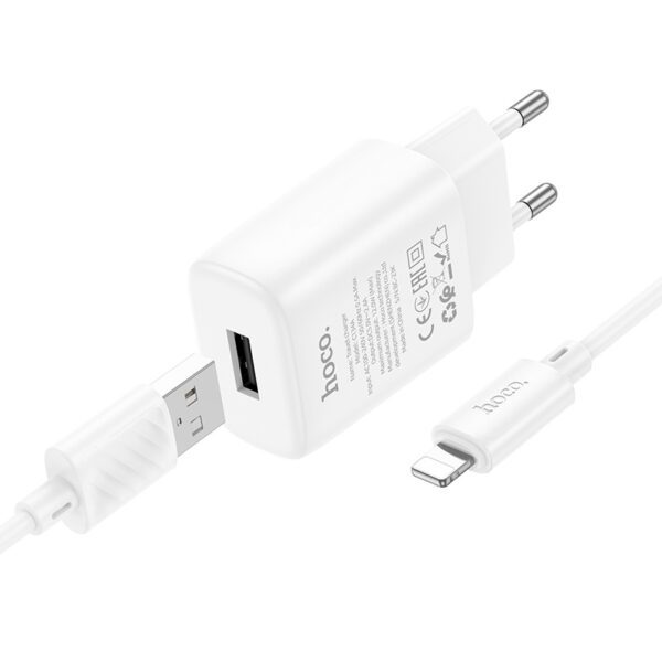Hoco C134A Solid single-port charger set(iP)(EU) white