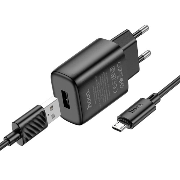Hoco C134A Solid single-port charger set(Micro)(EU) black