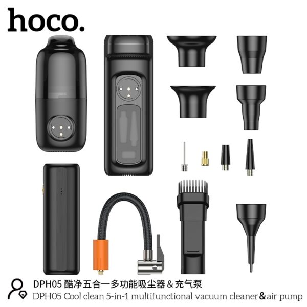 Hoco DPH05 Cool clean 5-in-1 multifunctional vacuum cleaner＆air pump black