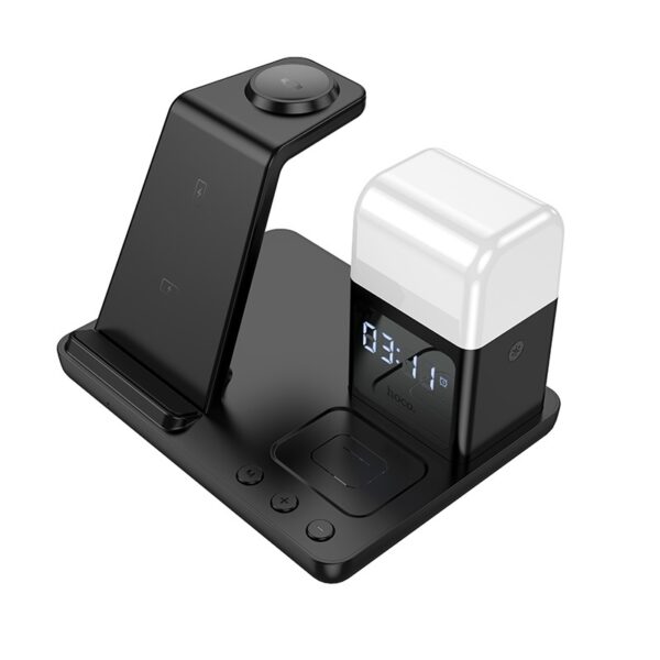 Hoco CQ9 Crown 3-in-1 night light wireless fast charger with clock black