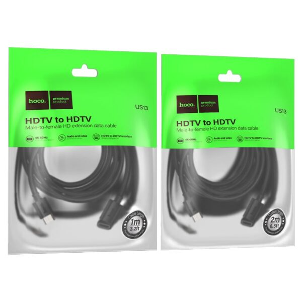 6942007628259-6 Hoco US13 HDTV male to HDTV female HD extension data cable(L=2M) black