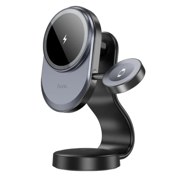 Hoco HW28 Excelso 2-in-1 wireless fast charging car holder(center console) black gray