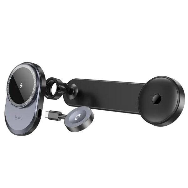 Hoco HW28 Excelso 2-in-1 wireless fast charging car holder(center console) black gray