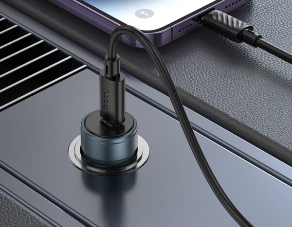 Hoco Z57 Glorious single-port PD30W car charger set(C to iP) metal gray