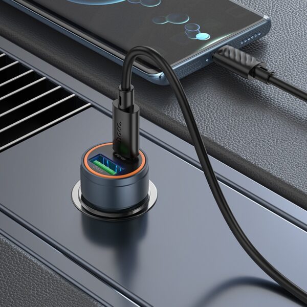 Hoco Z57A Glorious PD30W+QC3.0 car charger set(C to iP) metal gray