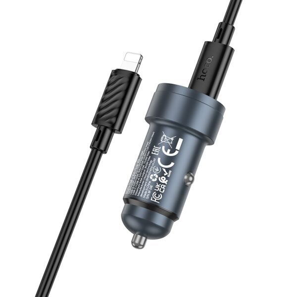 Hoco Z57A Glorious PD30W+QC3.0 car charger set(C to iP) metal gray