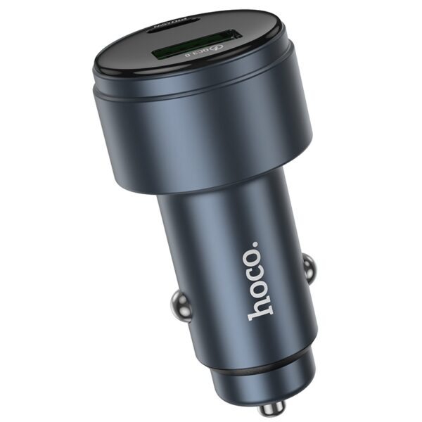 Hoco Z57B Glorious 63W dual-port digital display PD45W+QC3.0 car charger metal gray