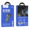 Hoco Z57B Glorious 63W dual-port digital display PD45W+QC3.0 car charger metal gray