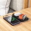 Hoco CQ13 Triumph 3-in-1 travel folding wireless fast charger black