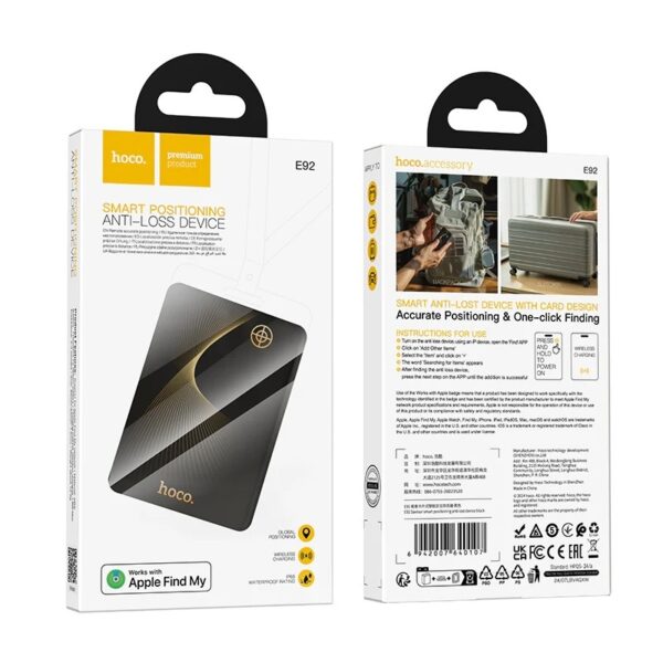 6942007640107-4 Hoco E92 Saviour smart positioning anti-lost device black