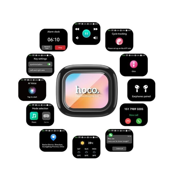 Hoco DES53 Enthusiast BT headset with smart touch screen black