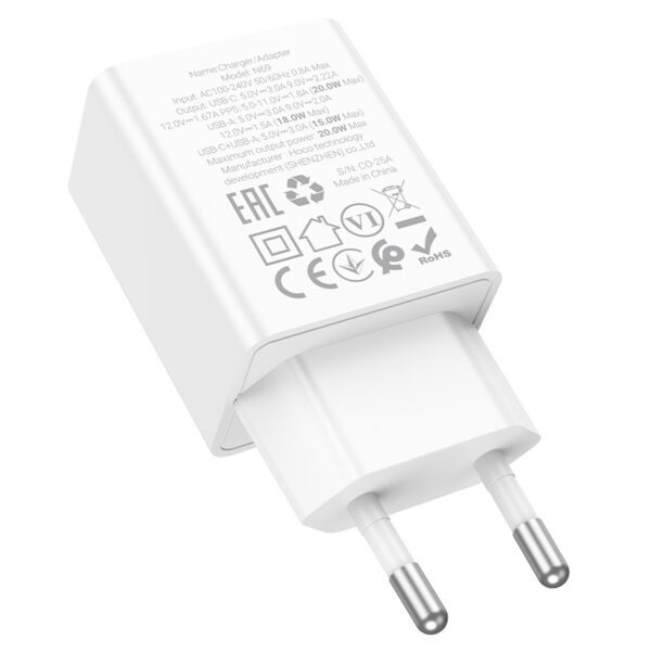 6942007651257 Hoco N69 Nuevo PD20W+QC3.0 charger(EU) black