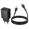 Hoco N71 Nuevo PD30W+QC3.0 charger set(C to iP)(EU) black