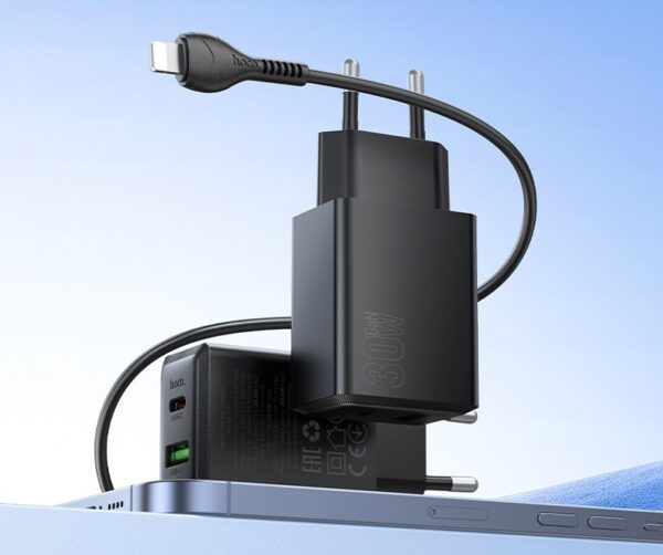 Hoco N71 Nuevo PD30W+QC3.0 charger set(C to iP)(EU) black