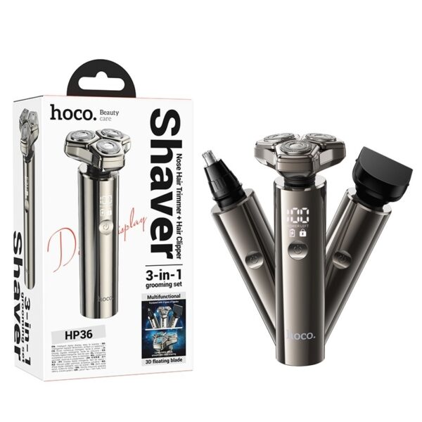 Hoco HP36 3-in-1 multifunctional grooming and shaving set metal gray
