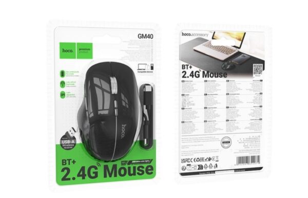 Hoco GM40 Dixon RGB dual-mode wireless mouse(rechargeable version) dark night black
