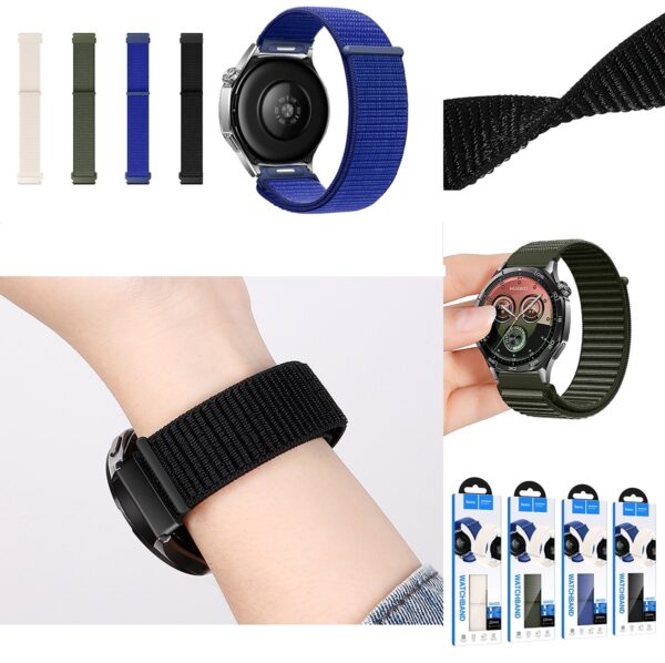 6942007661751-2 Hoco WH20 Belle series push-type loop nylon strap(22mm) ocean