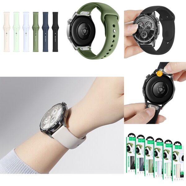 Hoco WH22 Flexible series push-type silicone strap(22mm) deep sea blue