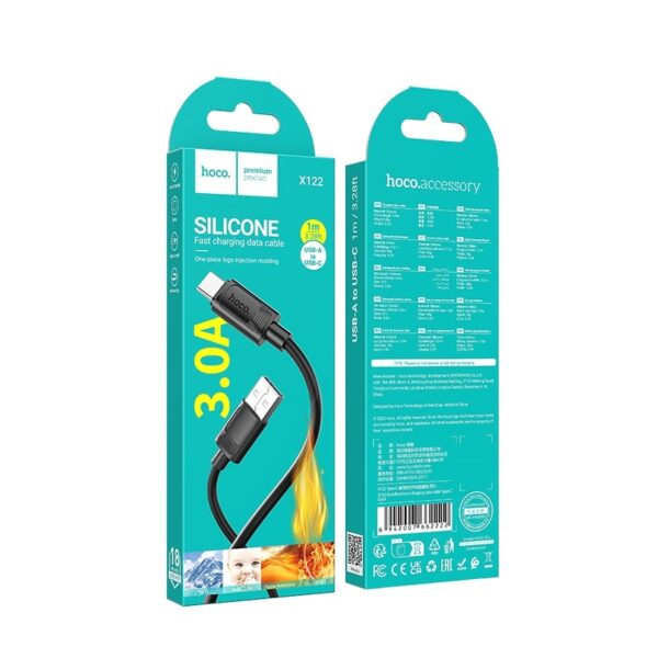 Hoco X122 Benefit silicone charging data cable Type-C(packaged) black