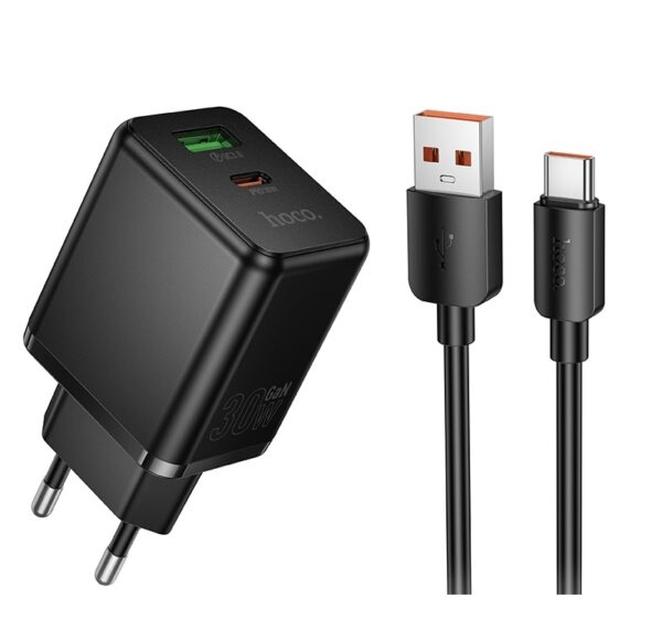 Hoco C157A Smart PD30W+QC3.0 multi-protocol charger set(Type-C)(EU) black