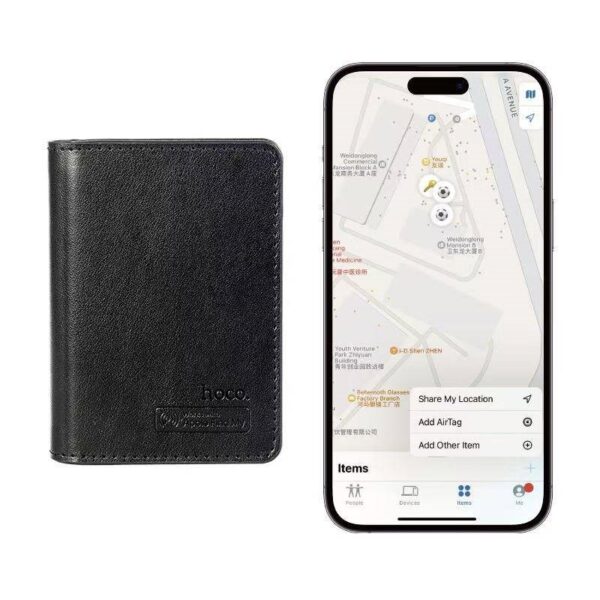Hoco E91F Tiger smart anti-lost card holder(wireless charging model) black