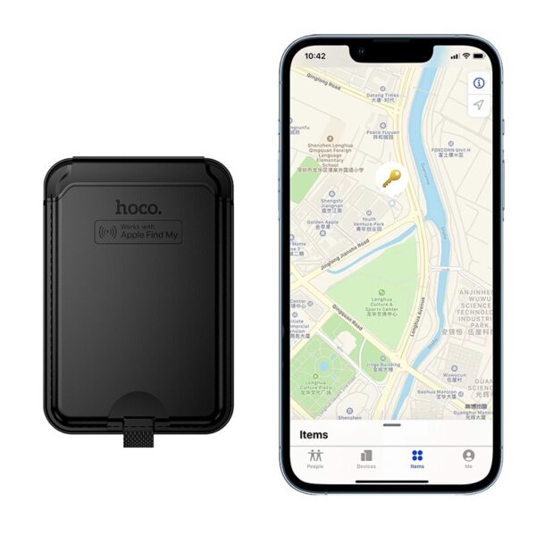 6942007664165 Hoco E91I Tiger smart anti-lost magnetic card holder(rechargeable) black
