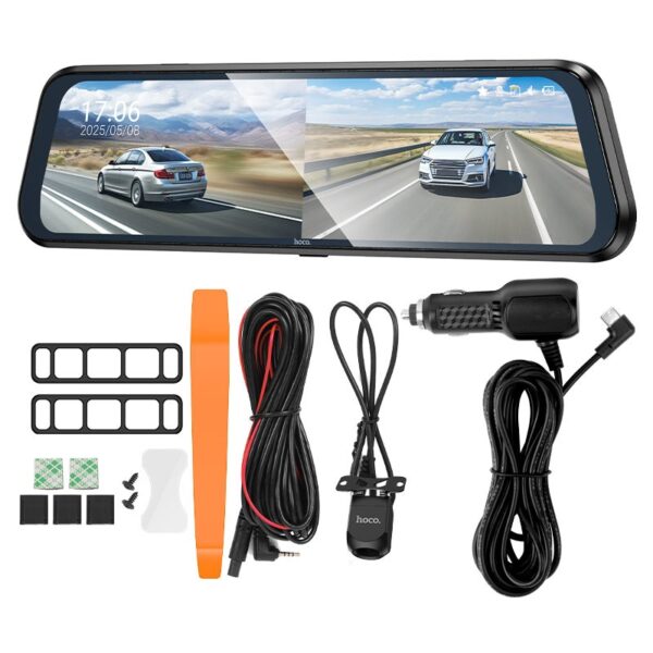 6942007664219 Hoco DV16 9.66-inch streaming media driving recorder(dual-channel with rear camera) black