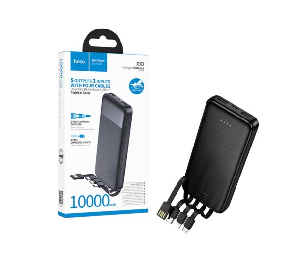 Hoco J163 Wonderful power bank with 4 cables(10000mAh) black