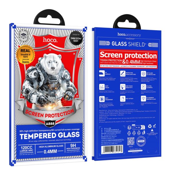 Hoco Bear Shield series full screen HD tempered glass SAM S23/S22(A888) black