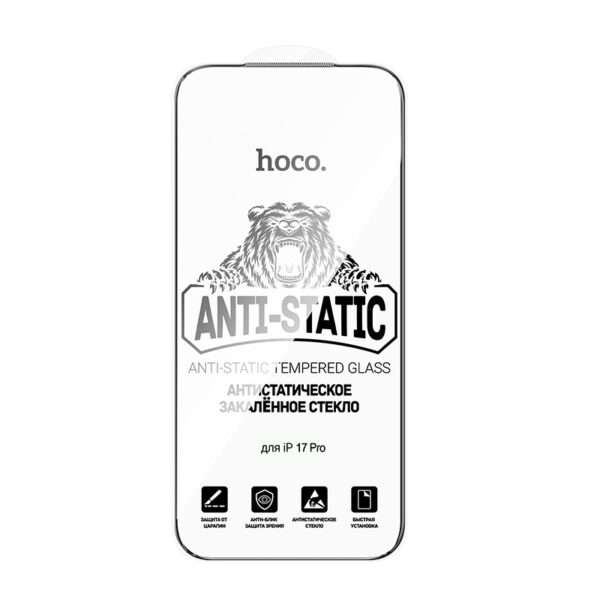 6942007665605-4 Hoco Bear defense series full screen HD anti static tempered glass set iP15 Pro Max(10PCS)(G777) black